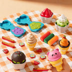 DIY ICE CREAM PLAY DOUGH - 6 Colors & 10 Tools, Non-Toxic Sensory Toy for Creative Role Play, Perfect Gift for Kids Aged 3-8