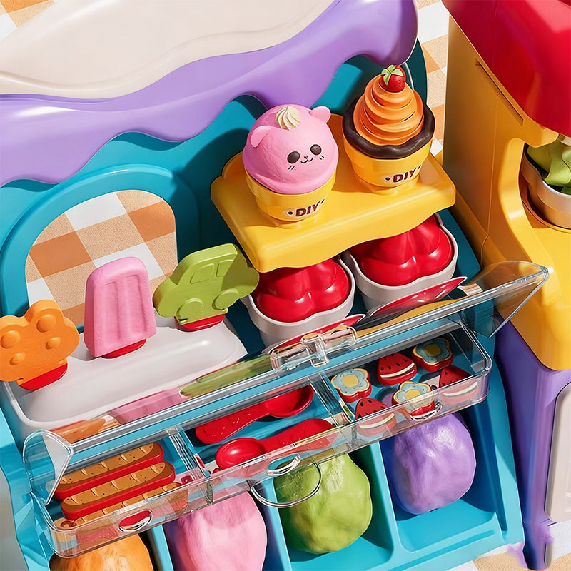 DIY ICE CREAM PLAY DOUGH - 6 Colors & 10 Tools, Non-Toxic Sensory Toy for Creative Role Play, Perfect Gift for Kids Aged 3-8