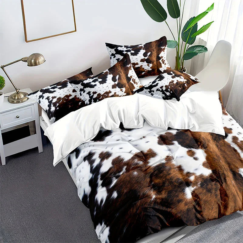 Cow Print Duvet Cover – Soft & Lightweight, Fun Design, Complete Set