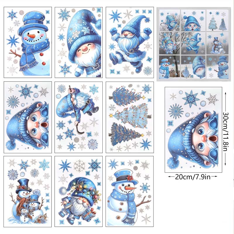 Buy One Get One Free Christmas-Themed Glittering Window Stickers 9 PCS Set