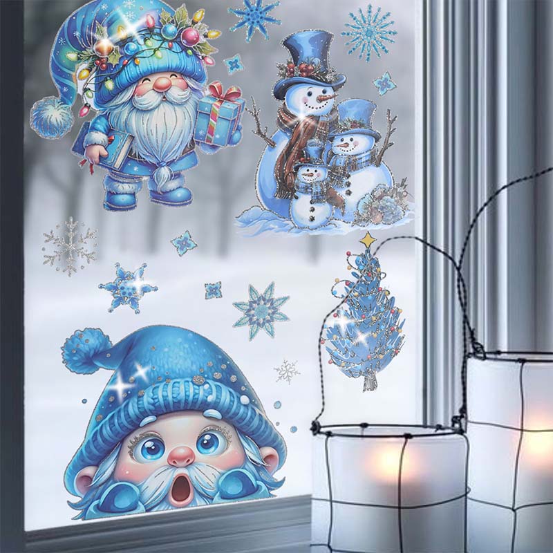 Buy One Get One Free Christmas-Themed Glittering Window Stickers 9 PCS Set