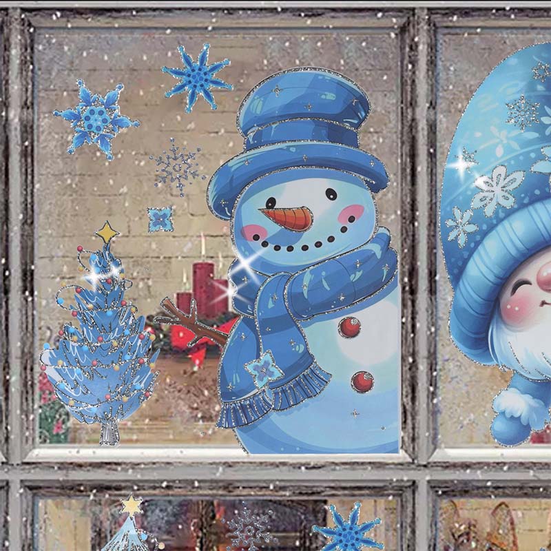 Buy One Get One Free Christmas-Themed Glittering Window Stickers 9 PCS Set