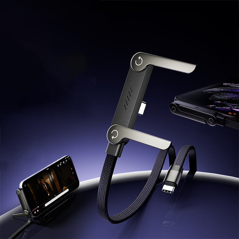2-in-1 Invisible Holder Charger Cable – 240W Fast Charging Cord with Built-In Phone Stand