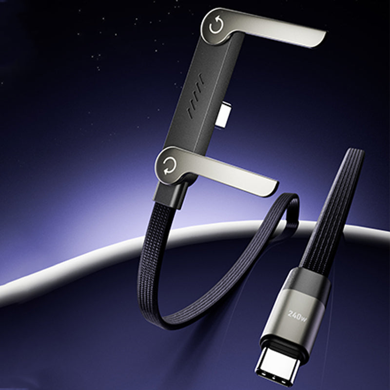 2-in-1 Invisible Holder Charger Cable – 240W Fast Charging Cord with Built-In Phone Stand
