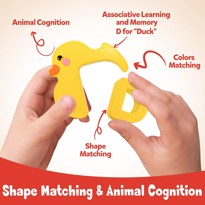 Best Gift - 26-Piece Wooden Letter & Animal Matching Toy