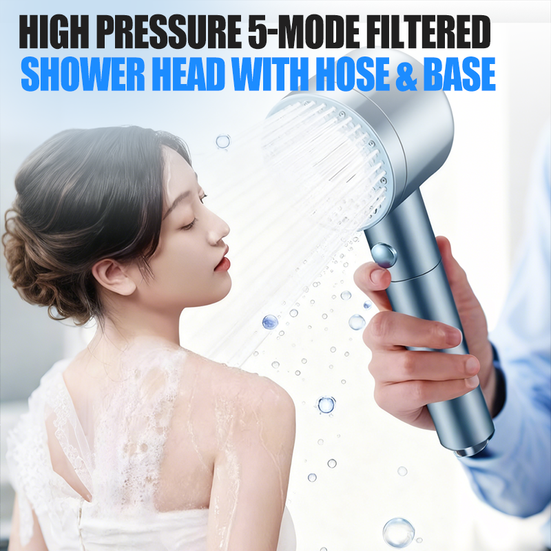 5-Mode Filtered Shower Head – Spa-Style Massage & Skin-Friendly Filtered Water for Healthier Hair & Soft Skin