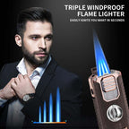 Christmas gifts 5-in-1 Refillable Cigar Torch Lighter with Cutter