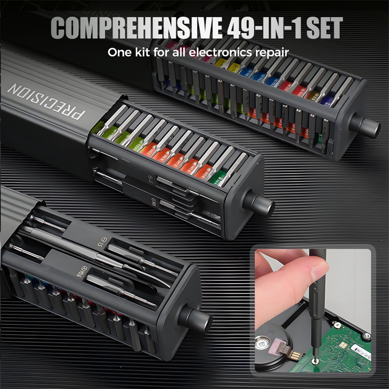 49-in-1 Pro Screwdriver Set: Conquer 99% of screws worldwide! Your all-in-one solution for electronics, appliances, and DIY projects. - ! - Magnetic | Anti-slip | Portable