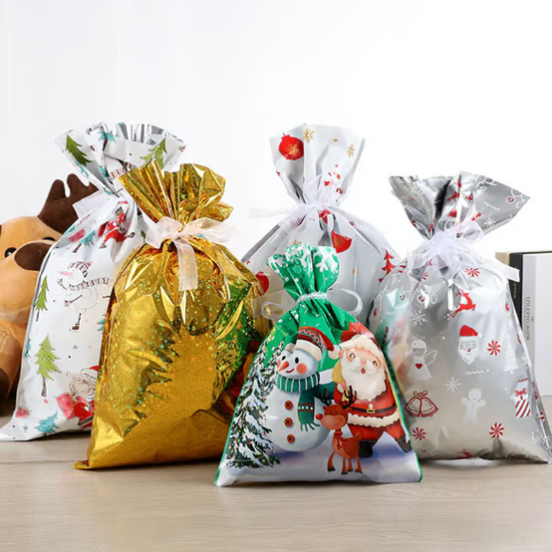 Meet Christmas Christmas Drawstring Gift Bags