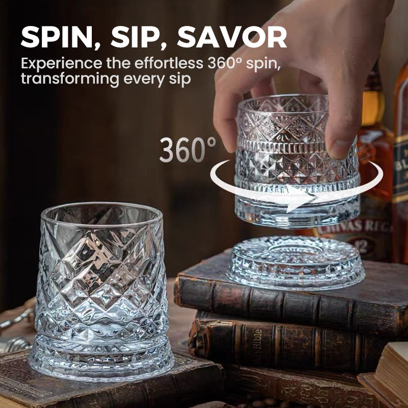 New Year 360° Rotating Whiskey Glass Tumbler