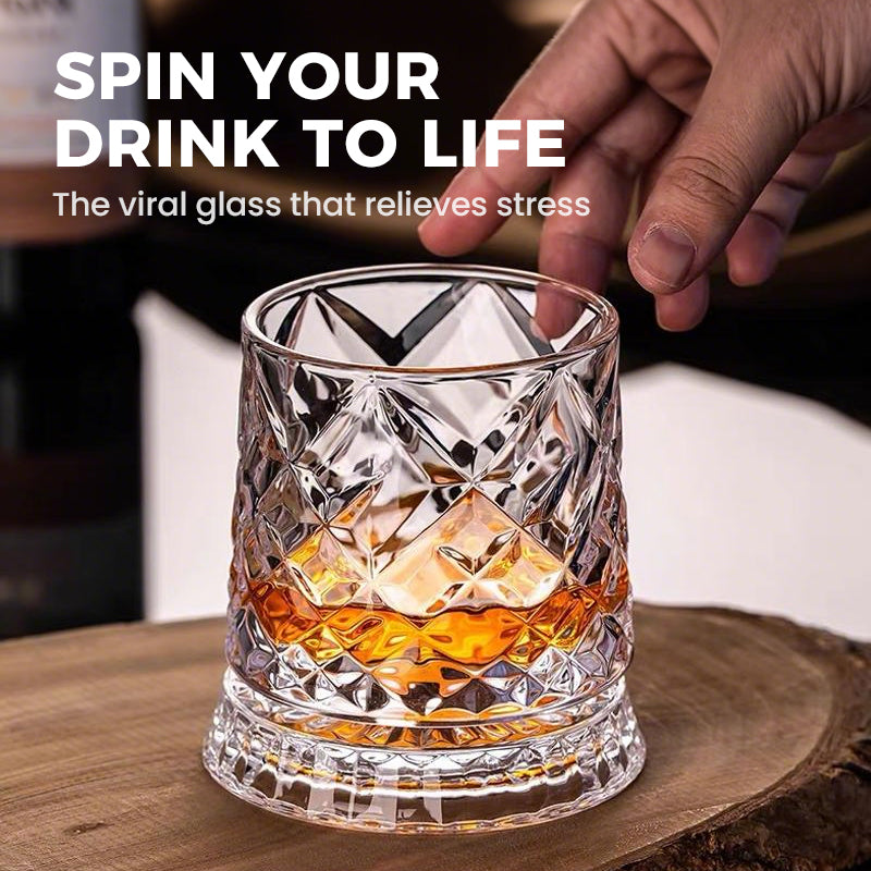 New Year 360° Rotating Whiskey Glass Tumbler
