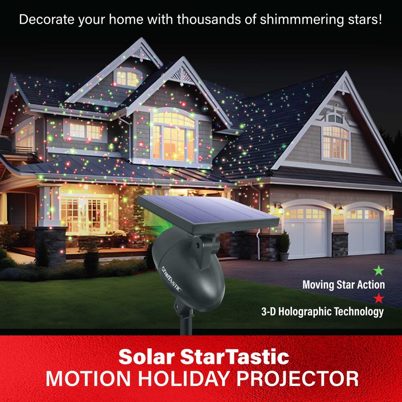 & Solar Xmas Lights Wireless StarTastic Outdoor Laser Motion Holiday Projector Lights for Holiday