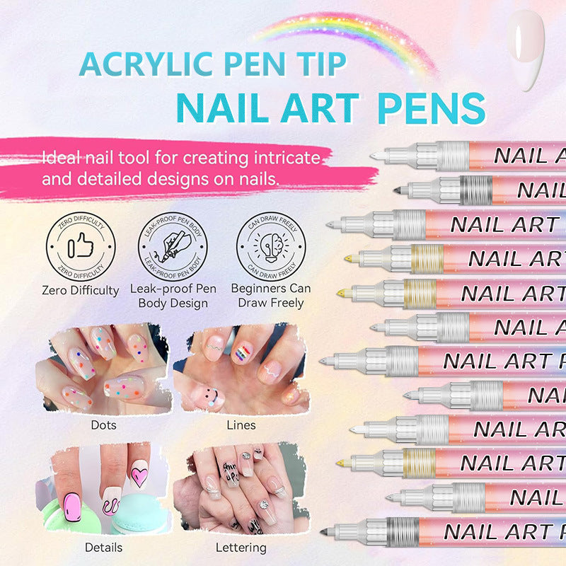 Christmas Gift 12-Color Professional Nail Art Pen Set