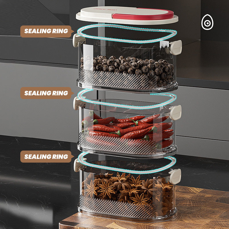 NOW! Multi-layer Sealed Spice Organizer – Airtight, Space-Saving & Transparent for Easy Kitchen Storage