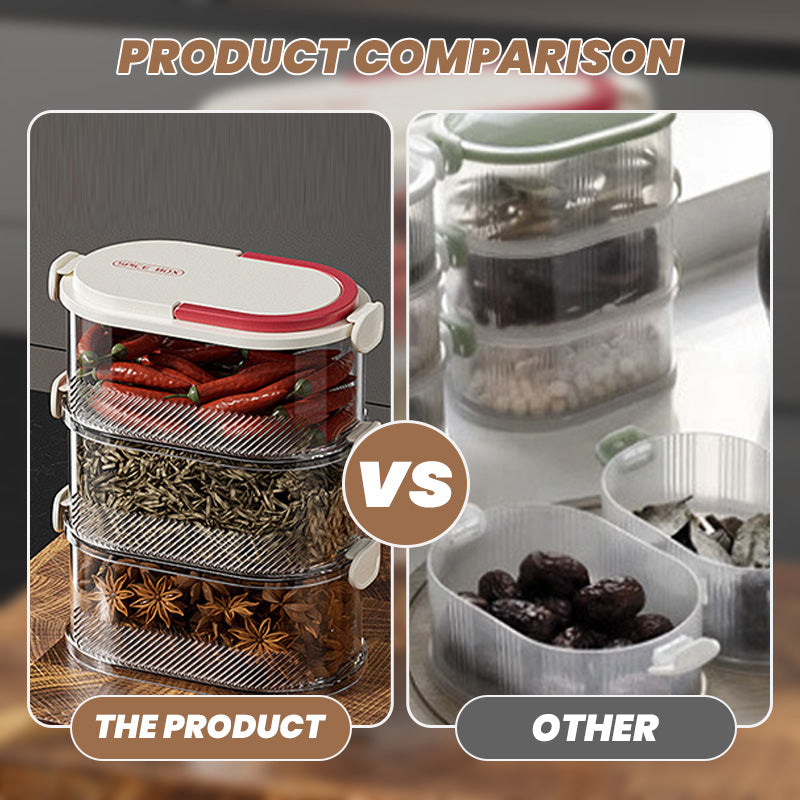 NOW! Multi-layer Sealed Spice Organizer – Airtight, Space-Saving & Transparent for Easy Kitchen Storage