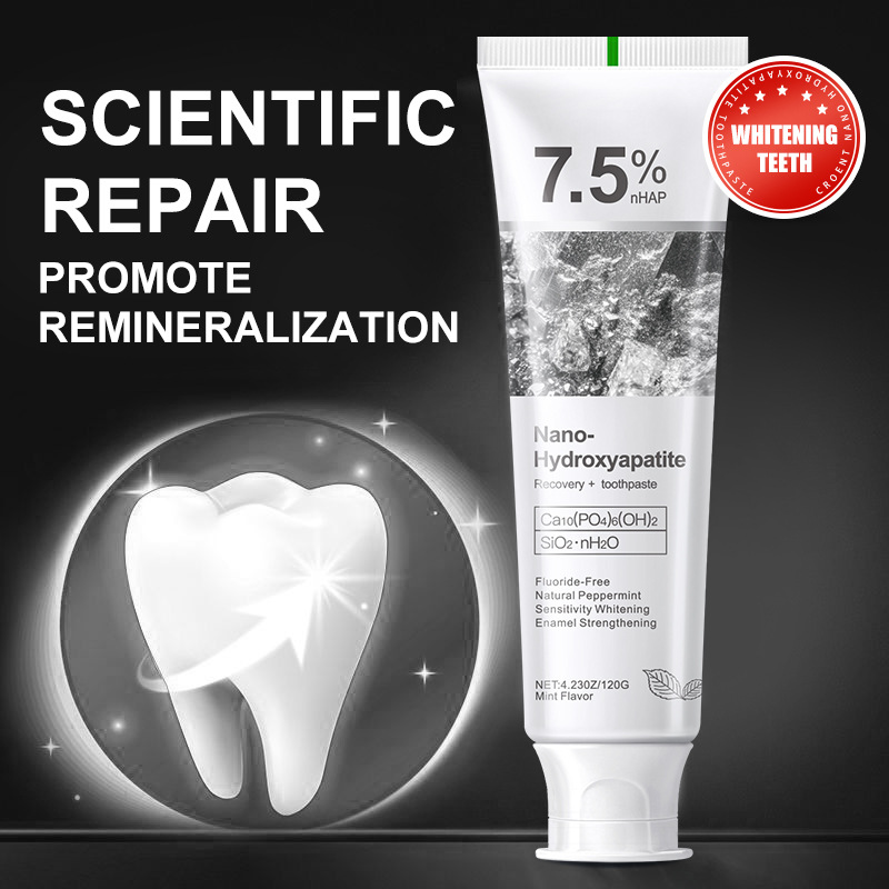 Regenerating toothpaste with 7.5% nano-hydroxyapatite Deep cleaning · Fast whitening · Enamel repair