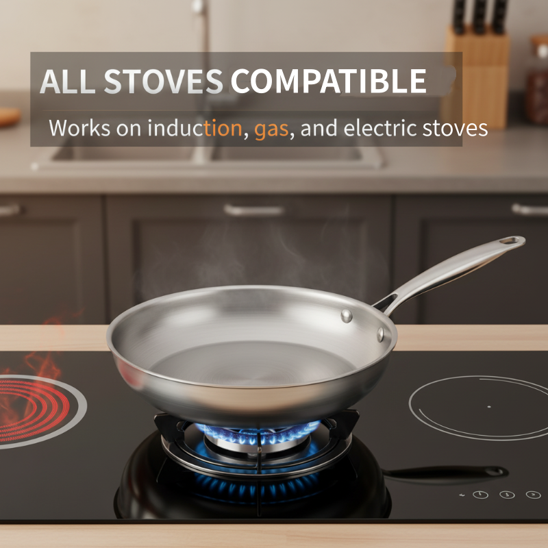 Tri-Ply Stainless Steel Frying Pan