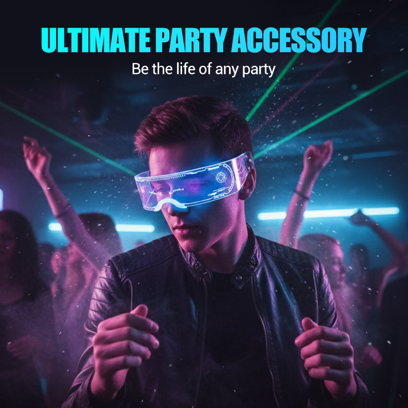 Fancy LED Light-Up Cyberpunk Glasses for Adults