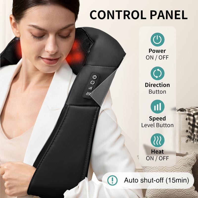 Heated Shiatsu Neck Massager｜16 Deep-Kneading Nodes｜Relax Muscles