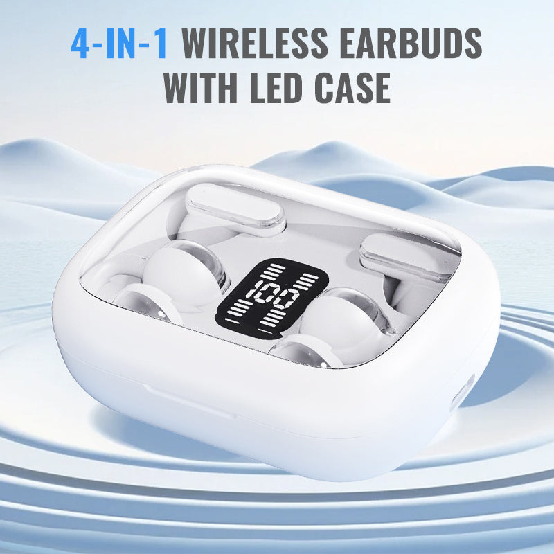 New Year Gifts 4-in-1 Wireless Earbuds with LED Case