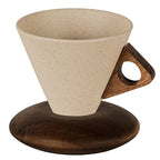 New Year's Special Offer: Vintage Coffee Mug with Wooden Handle & Saucer
