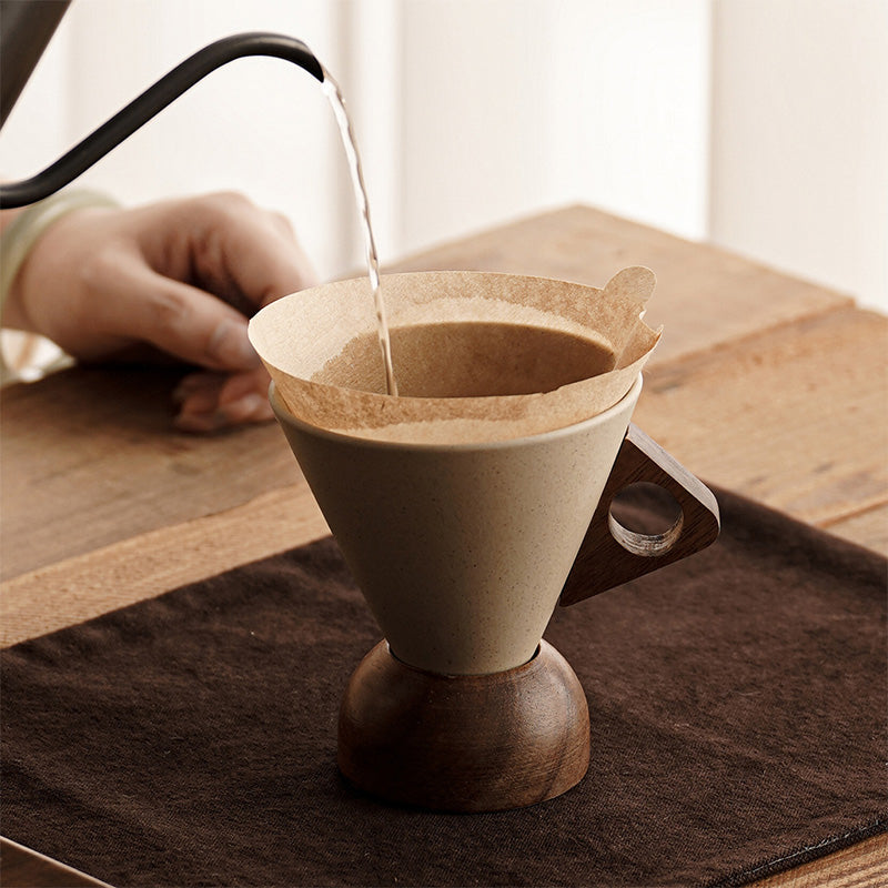 New Year's Special Offer: Vintage Coffee Mug with Wooden Handle & Saucer