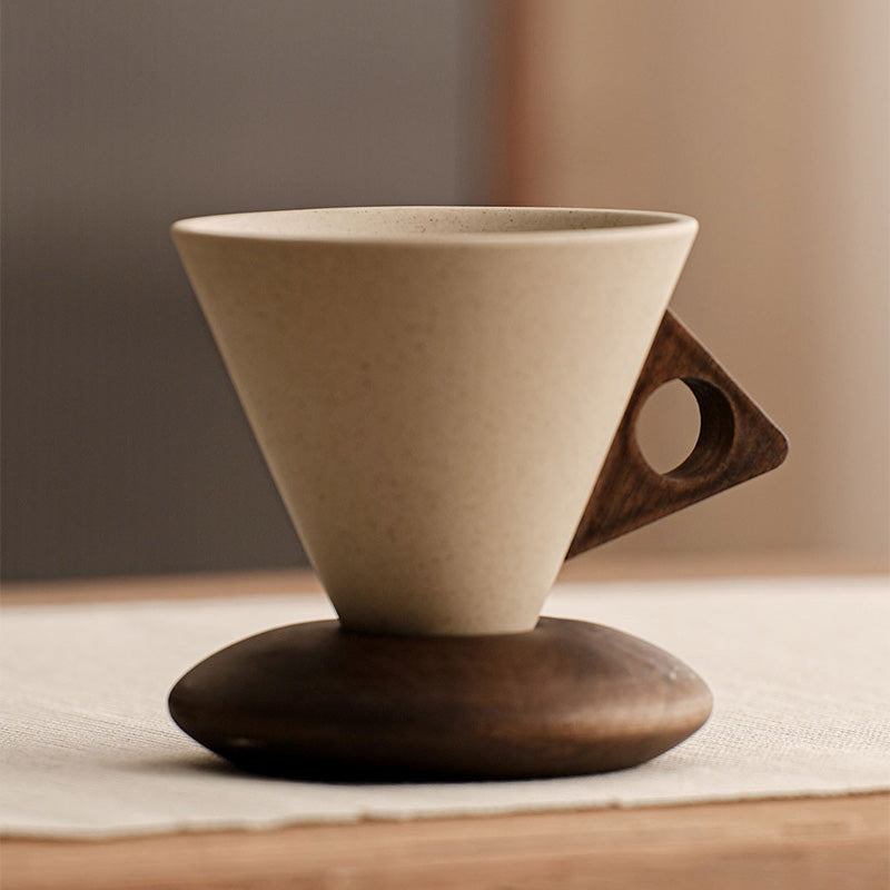 New Year's Special Offer: Vintage Coffee Mug with Wooden Handle & Saucer