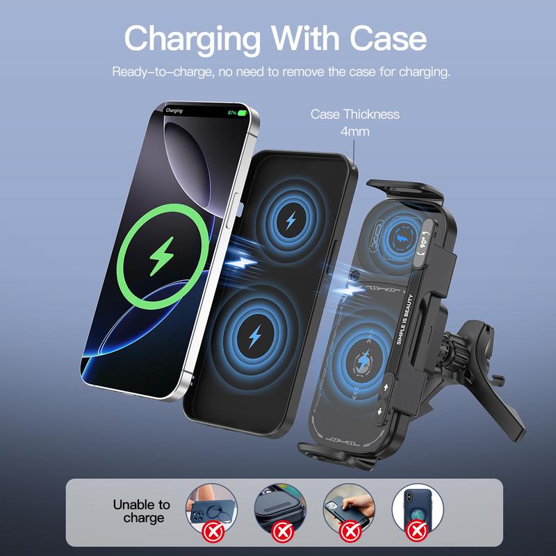 New Year's Special Offer: 15W Wireless Fast-Charging Car Phone Mount for Foldable & Regular Smartphones