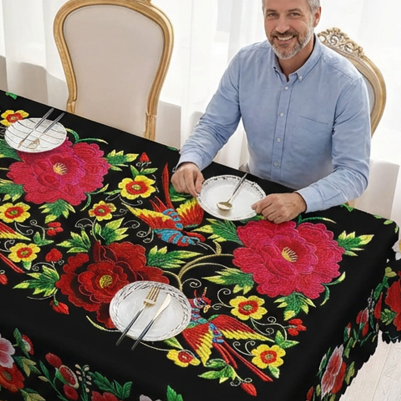 New Year's Special Offer: Mexican Floral Tablecloth with Scalloped Edge