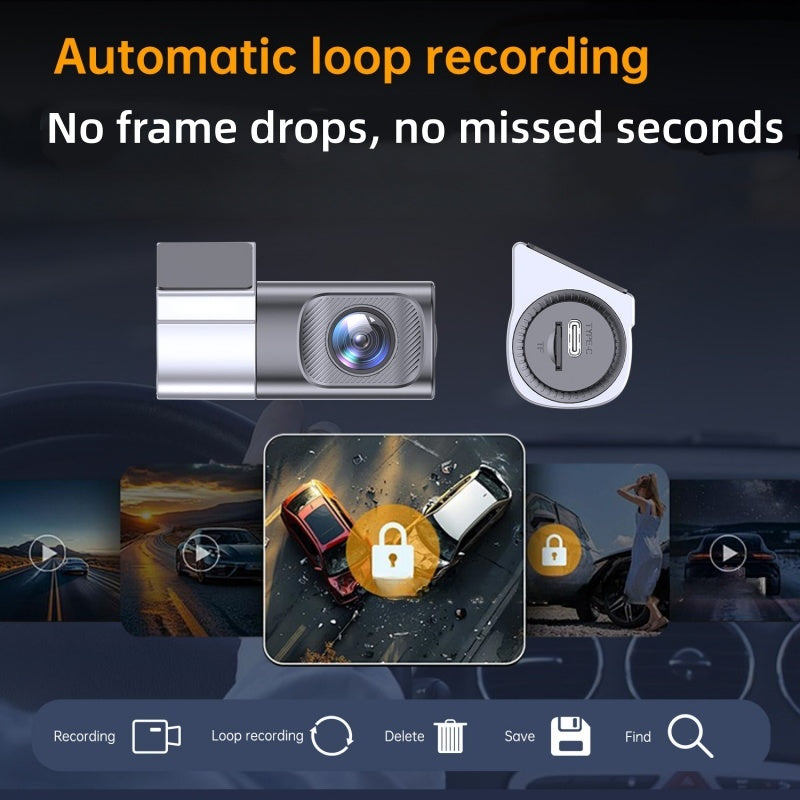 1080P HD Dash Cam with Wi-Fi & Night Vision