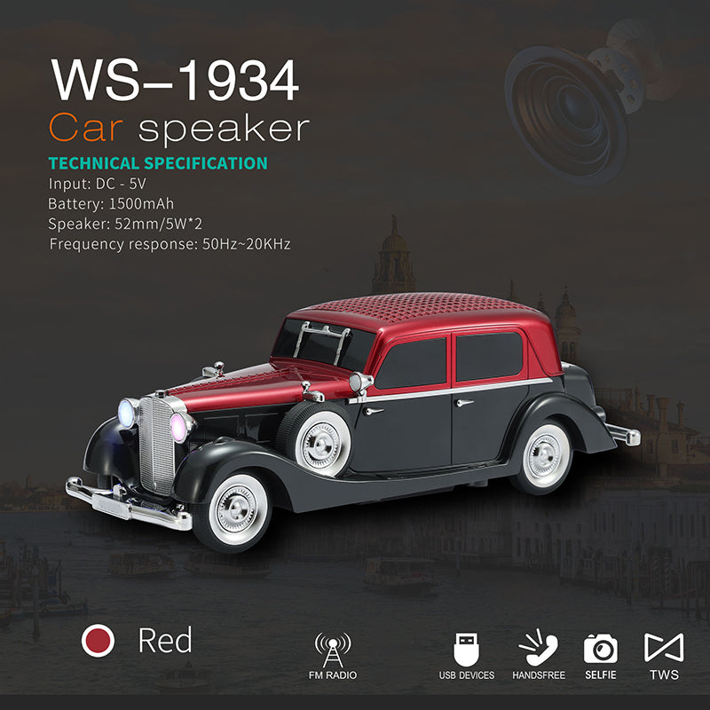 For a ! Vintage Car Bluetooth Speaker with Stereo Sound