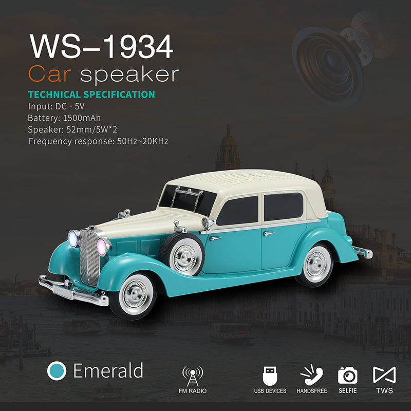 For a ! Vintage Car Bluetooth Speaker with Stereo Sound
