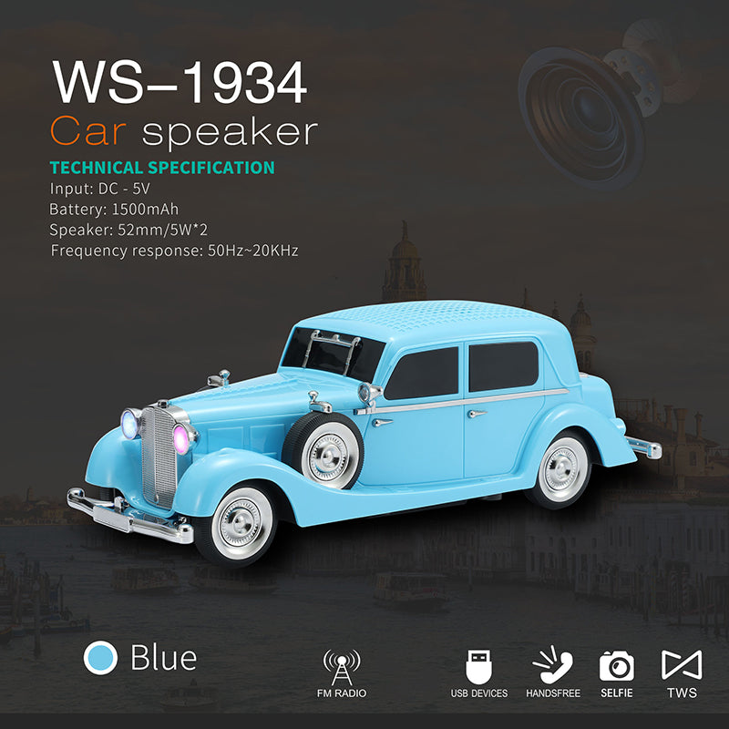 For a ! Vintage Car Bluetooth Speaker with Stereo Sound