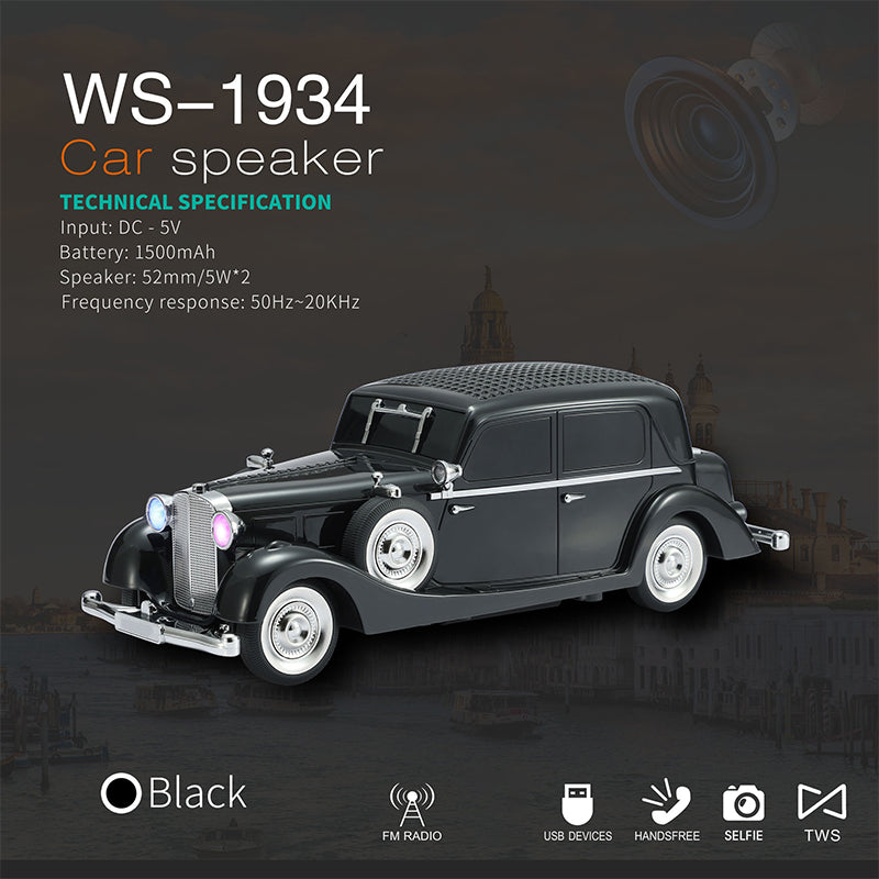For a ! Vintage Car Bluetooth Speaker with Stereo Sound