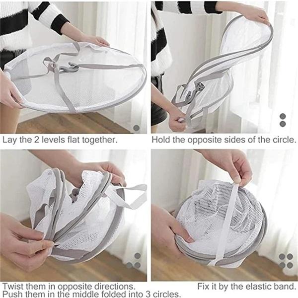 Stop Mixing Laundry, Sort with Ease! Double-Layer Foldable Basket