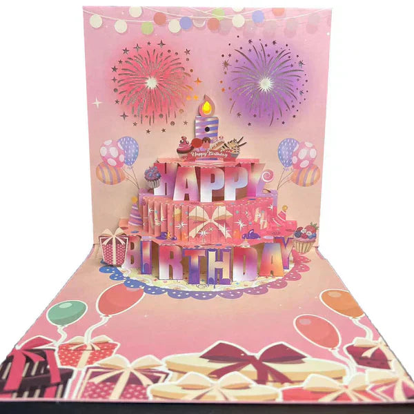 LSAT DAY SALE !! 3D Pop Up Musical Birthday Card with Lights & Song