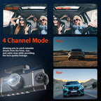 4-Channel HD Dashcam with Front Interior Rear Recording