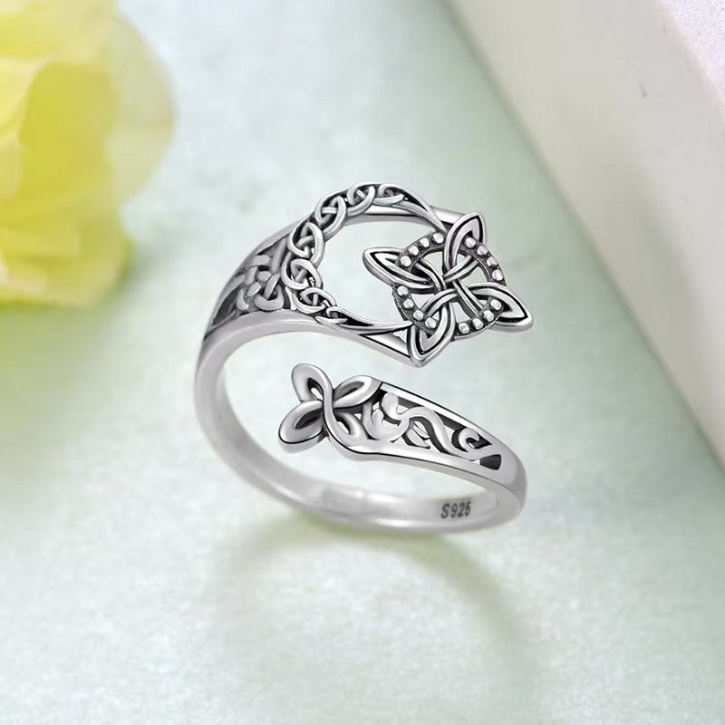 S925 Sterling Silver Celtic Knot Open Ring