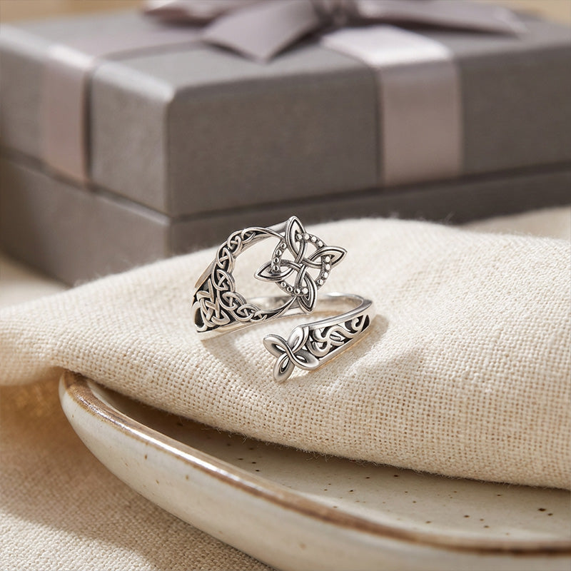 S925 Sterling Silver Celtic Knot Open Ring