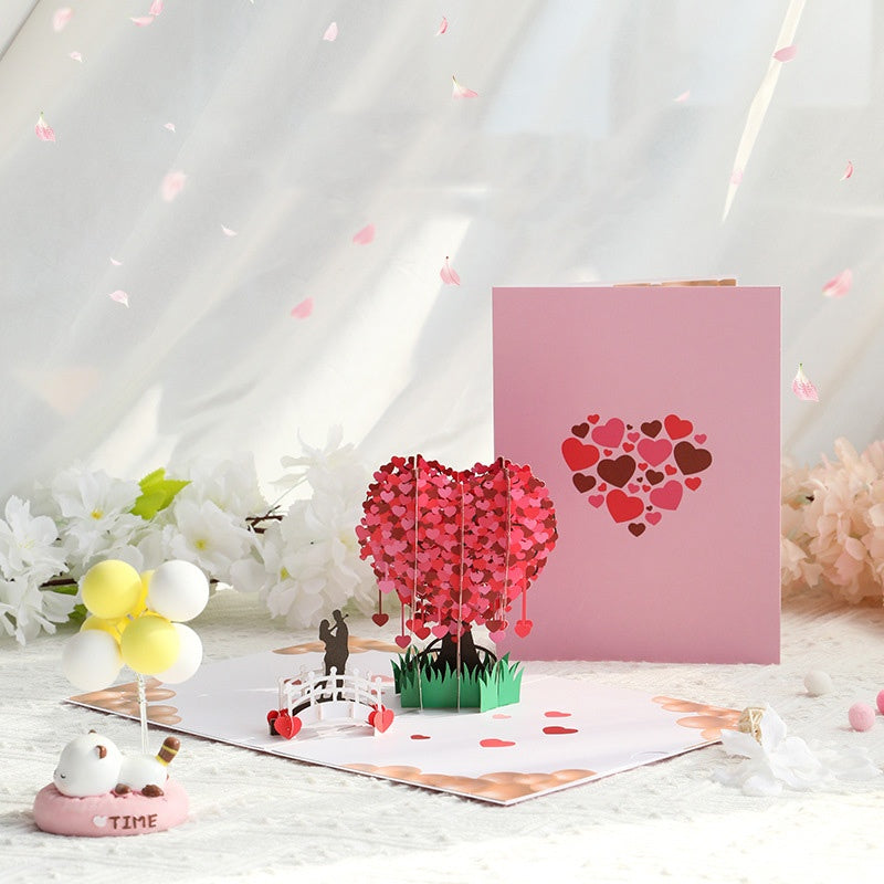 Deals-3D Pop-Up Heart Tree Greeting Card