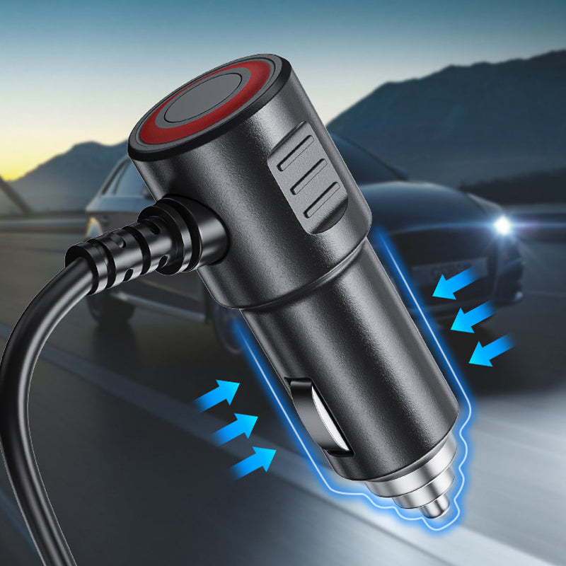 120W Car Charger Adapter – 4 USB Ports + 3 Sockets, Real-Time Voltage Display