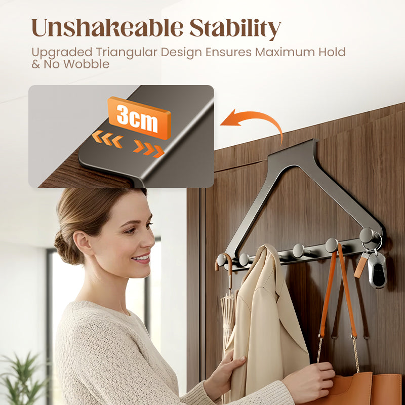 Drill-Free Over-the-Door 6-Hook Rack