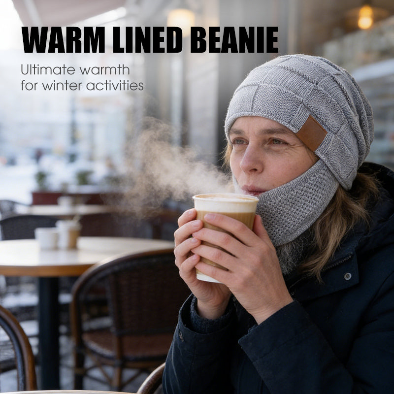 Warm winter hat with face covering