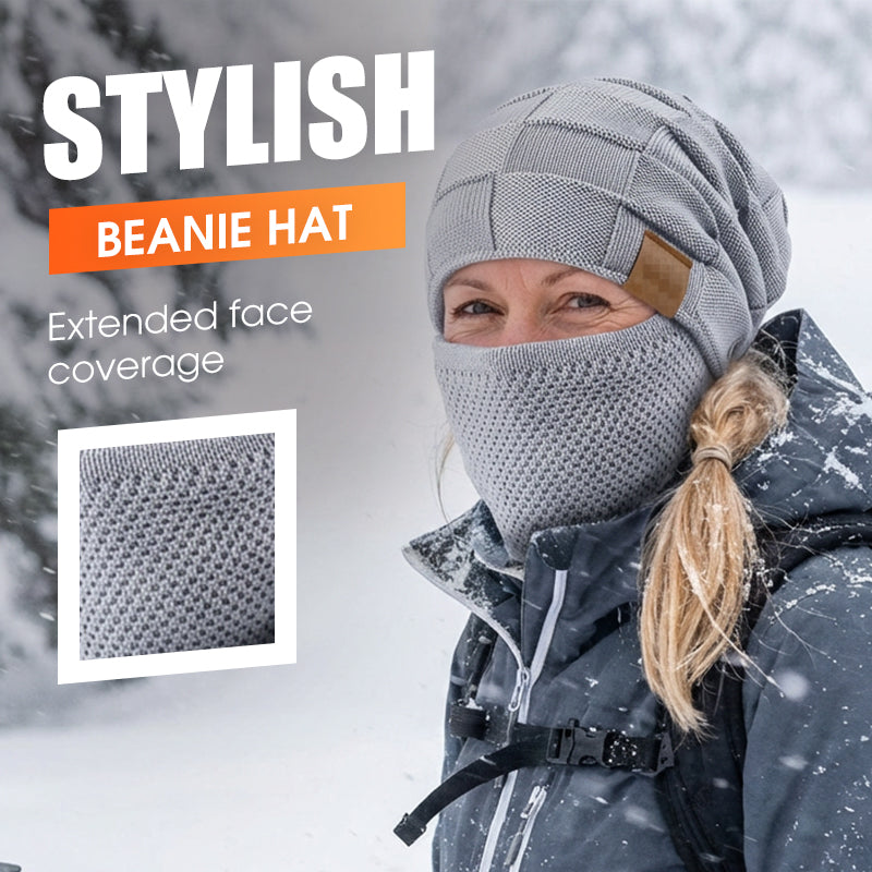 Warm winter hat with face covering