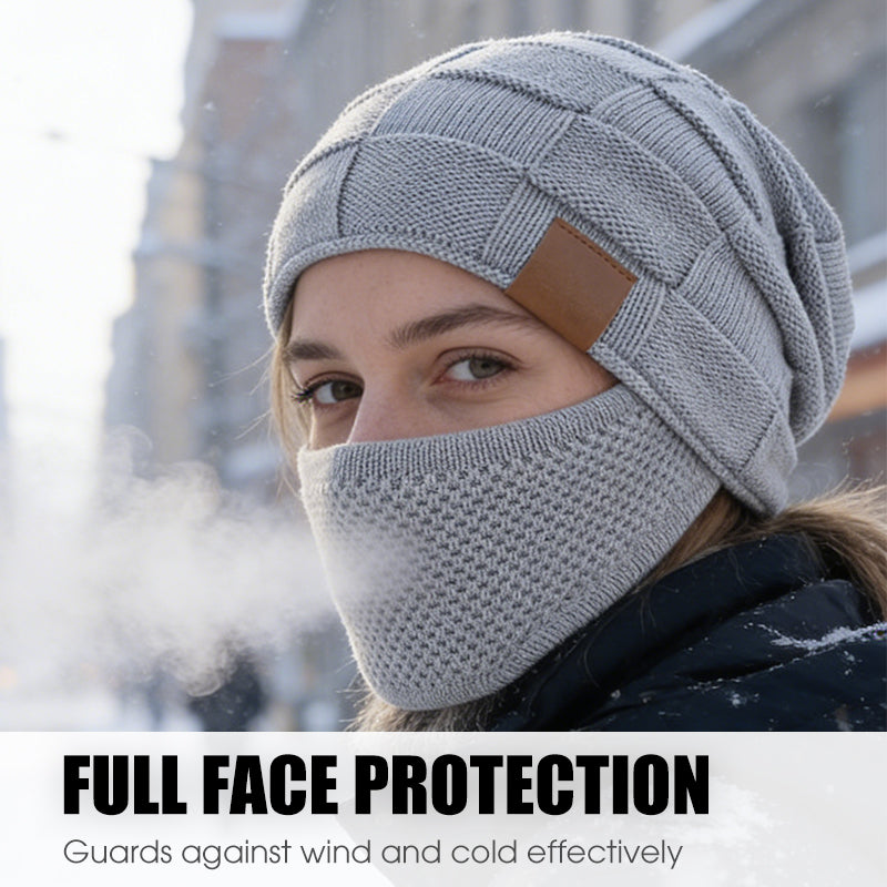 Warm winter hat with face covering