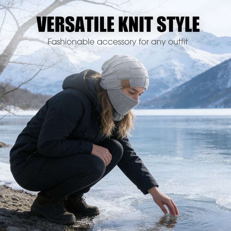 Warm winter hat with face covering