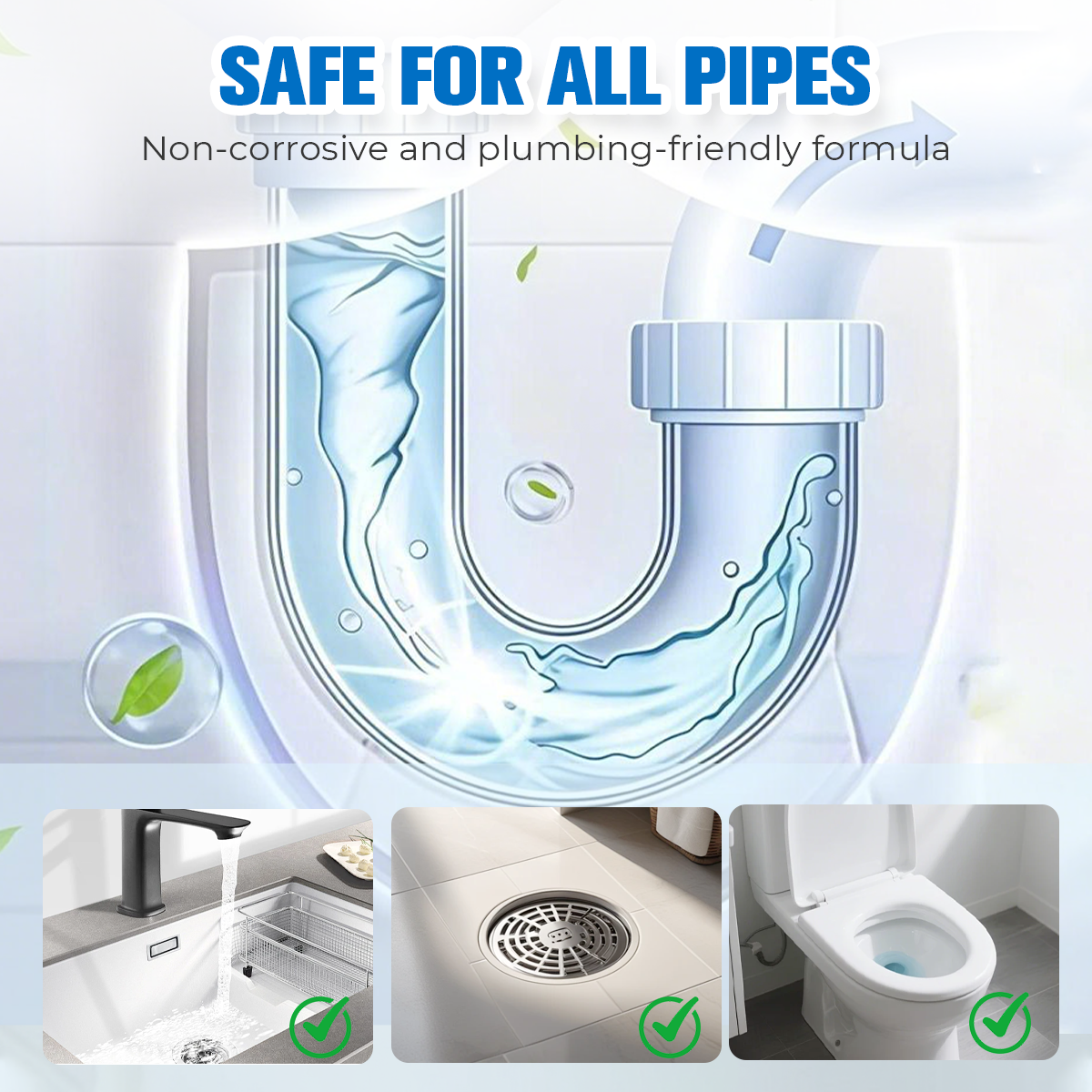 Powerful Drain & Pipe Clog Remover – Strong Unclogging Power, Multi-Pipe Universal Fit, Fast-Acting & Easy to Use