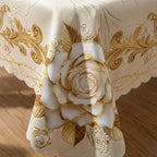 Waterproof Gold Rose Tablecloth