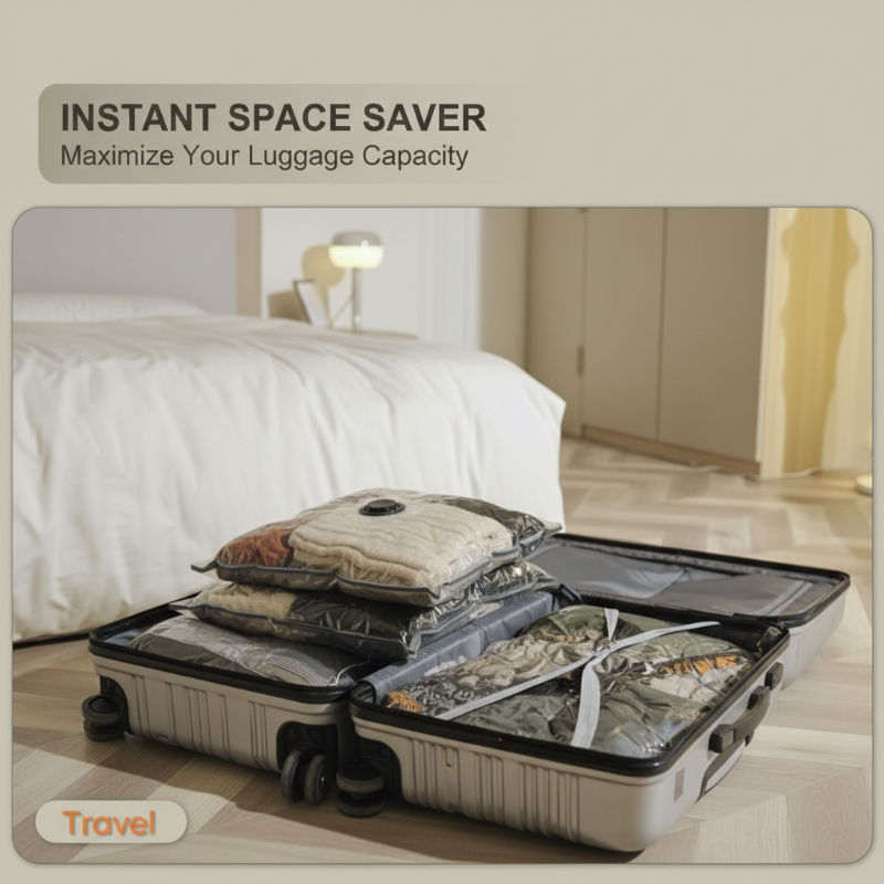NOW! Wireless Travel Vacuum Compression Bags – One-Touch Air Removal, Save 80% Space & USB Rechargeable for Packing