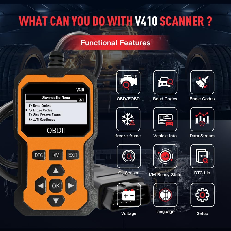 Professional OBD2 Scanner – Full Diagnostics, Clear Codes in 1 Click & Multilingual